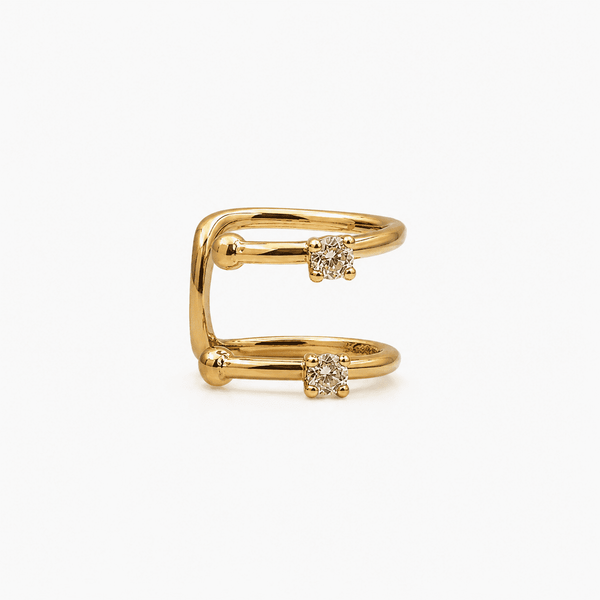 The Firefly Ear Cuff — Gold Plated Spark Ear Cuff by House of Zena, front view — Anti-Tarnish Waterproof Jewellery | House of Zena