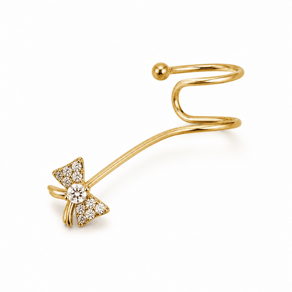 The Coquette Bow Ear Cuff — Gold Plated Bow Ear Cuff by House of Zena, front view — Anti-Tarnish Waterproof Jewellery | House of Zena