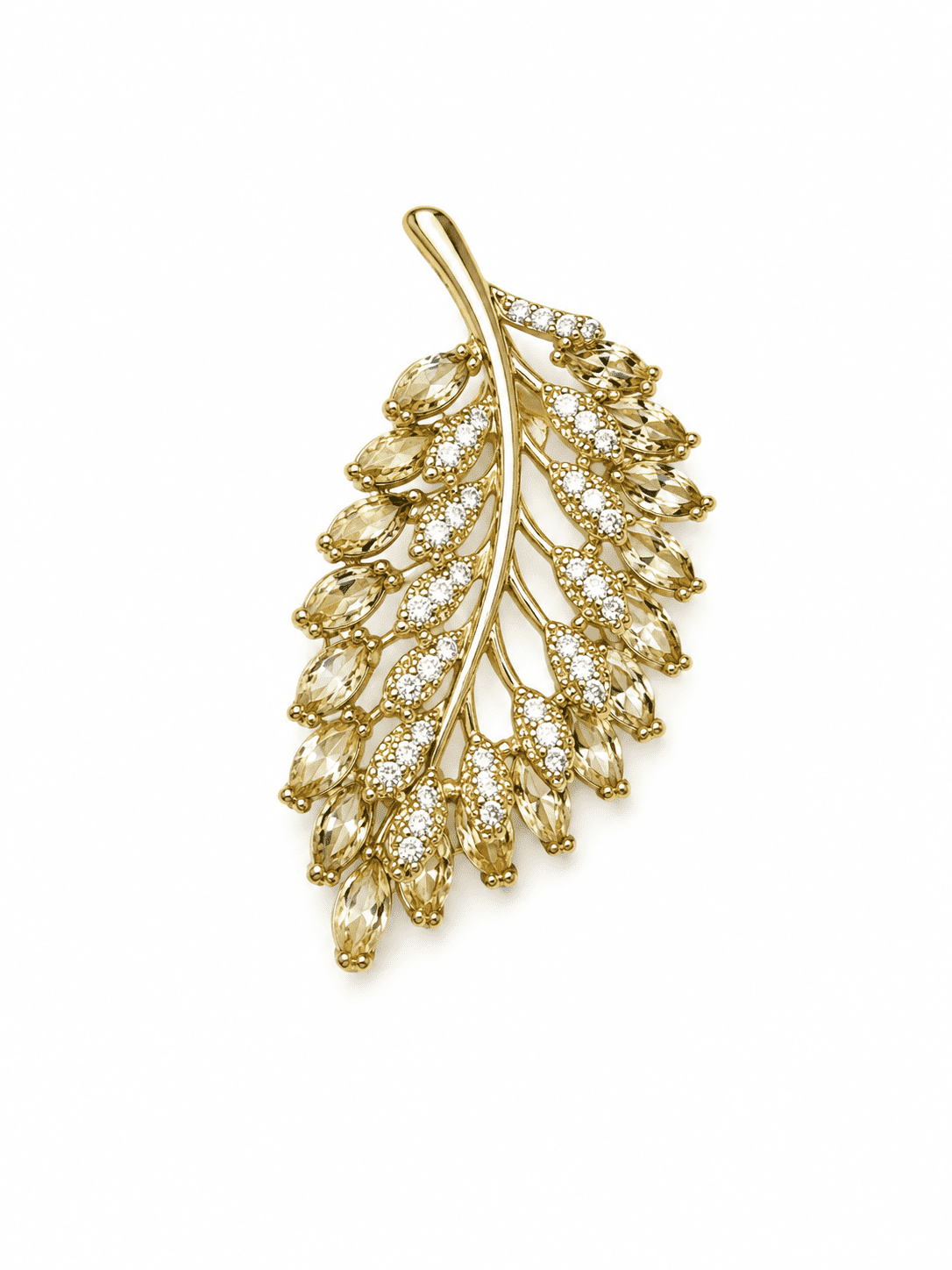 The Victory Crown Laurel Pin — Gold Plated Golden Laurel Brooch by House of Zena, front view