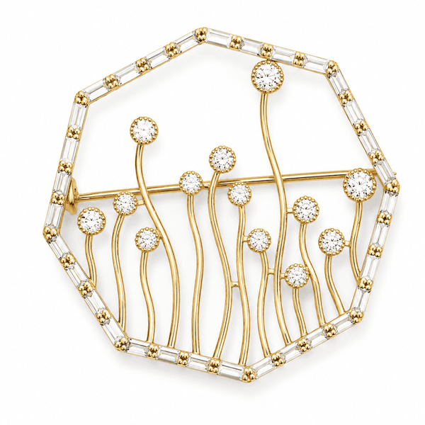 The Camellia Flower Lapel Pin — Gold Plated Bloom Brooch by House of Zena, front view — Anti-Tarnish Waterproof Jewellery | House of Zena