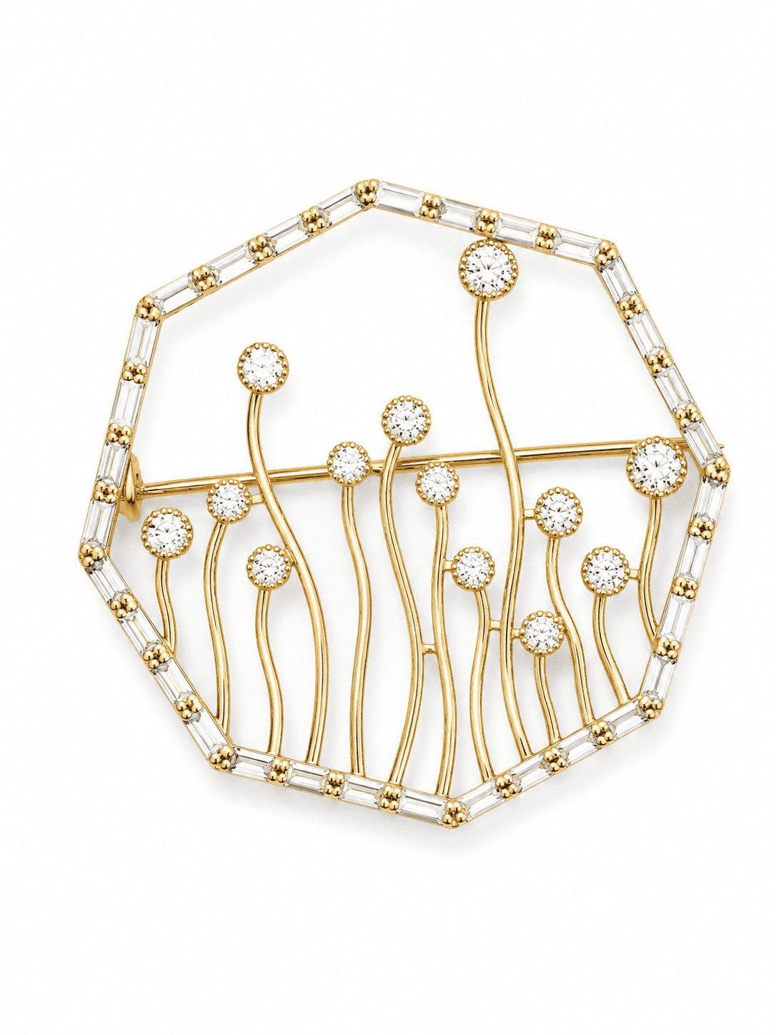 The Camellia Flower Lapel Pin — Gold Plated Bloom Brooch by House of Zena, front view