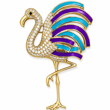 The Miami Flamingo Statement Brooch — Gold Plated Flamingo Brooch by House of Zena, front view
