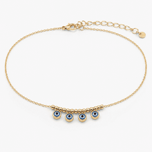 The "Watch Your Step" Nazar Anklet — Gold Plated Nazar Anklet by House of Zena, front view