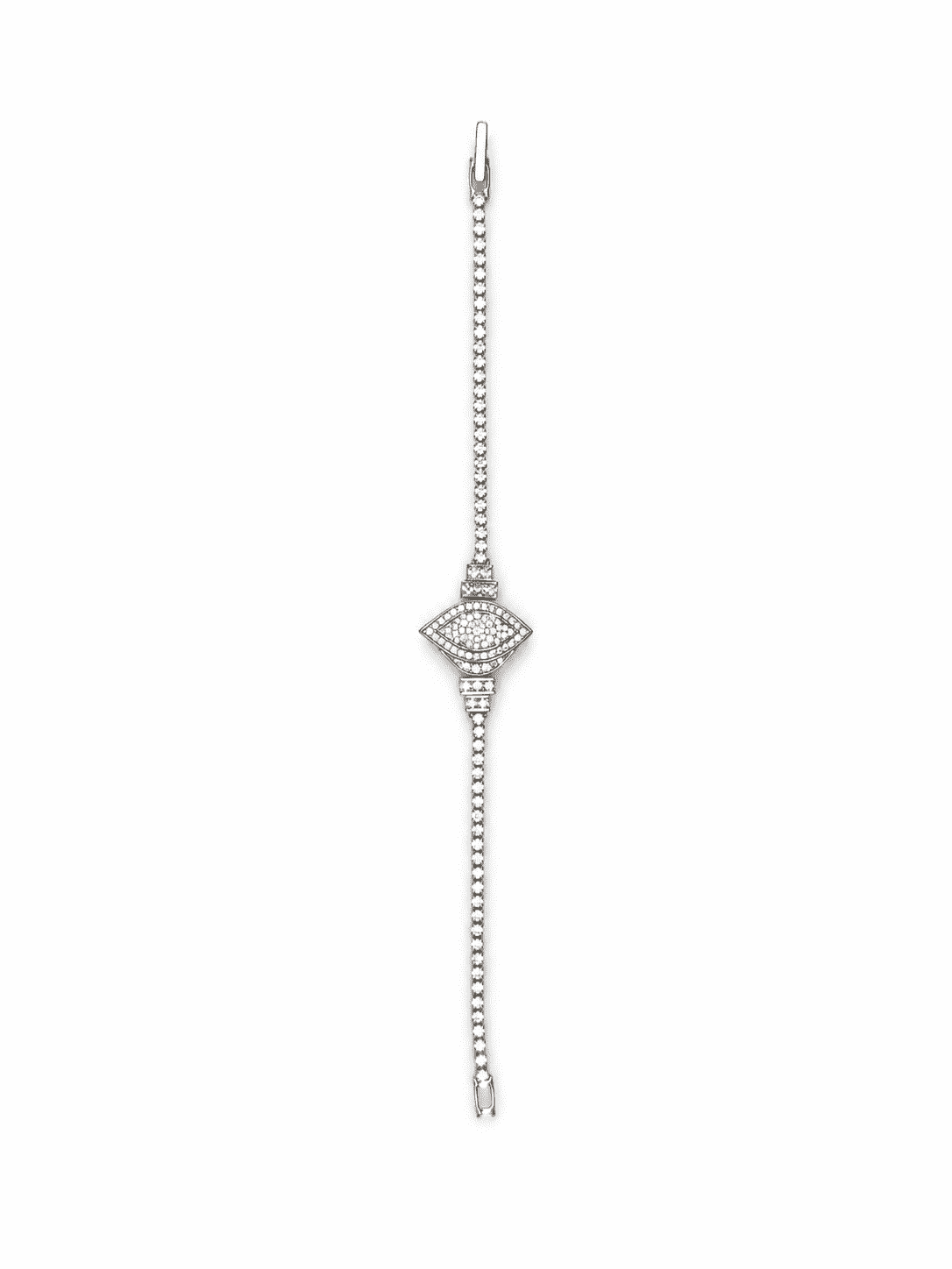 The "Side-Eye" Nazar Bracelet — Silver-Tone Nazar Bracelet by House of Zena, worn on model