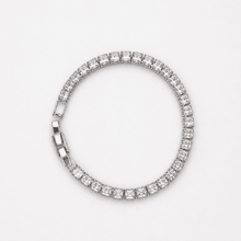 The Sugar Cube Tennis Bracelet — Gold Plated Princess Tennis Bracelet by House of Zena, worn on model