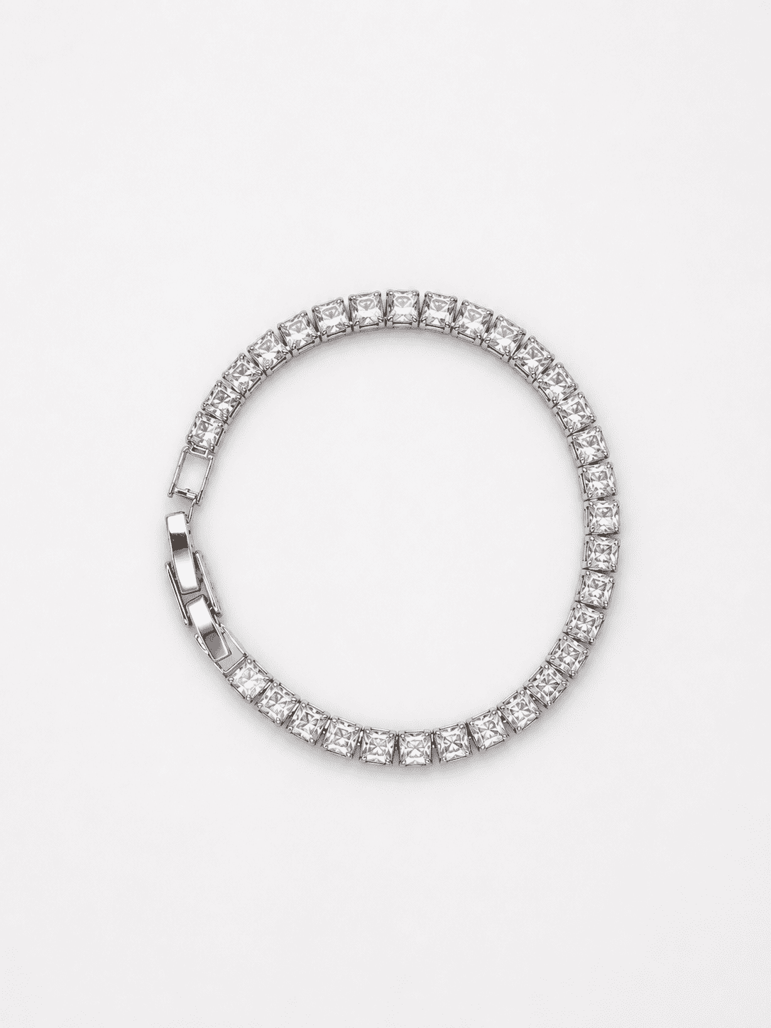 The Sugar Cube Tennis Bracelet — Gold Plated Princess Tennis Bracelet by House of Zena, worn on model