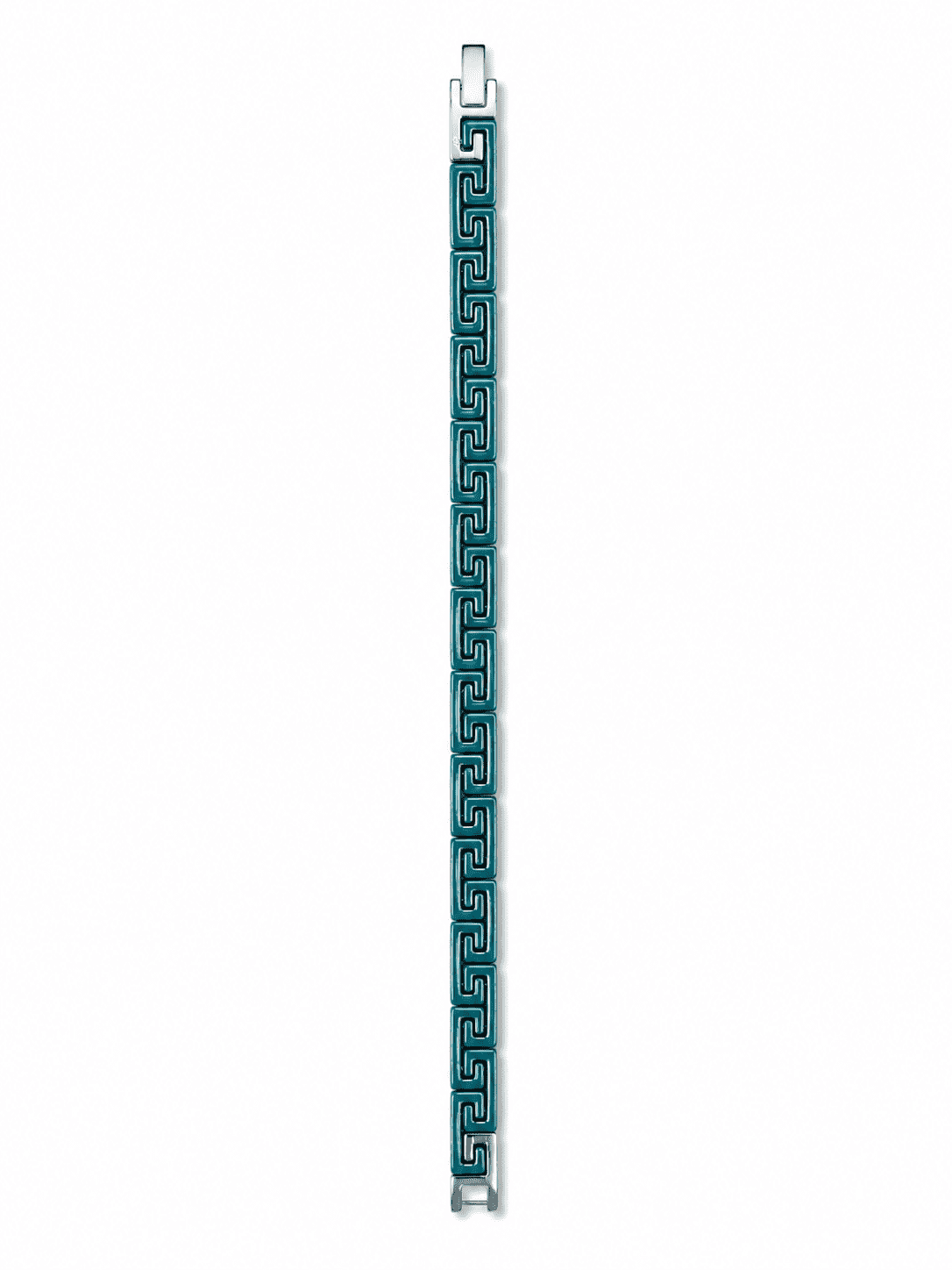 The Mykonos Blue Maze Cuff — Silver-Tone Pop Bracelet by House of Zena, styled on model