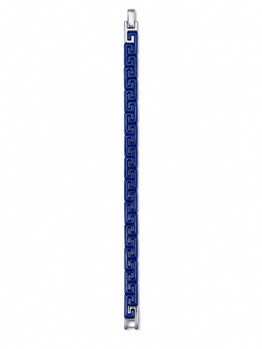 The Mykonos Blue Maze Cuff — Silver-Tone Pop Bracelet by House of Zena, flat lay