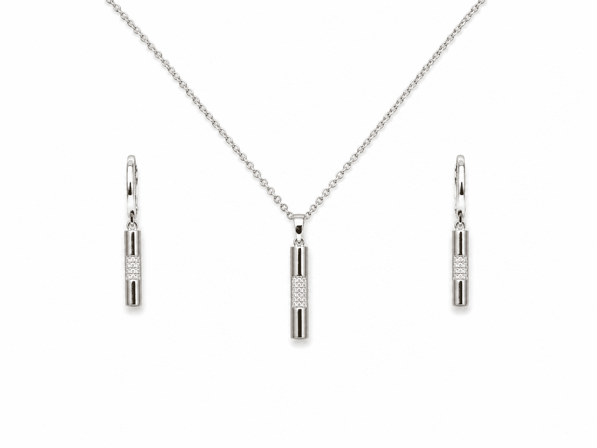 The "Minimal Effort" Bar Set — Gold Plated Bar Pendant Set by House of Zena, styled on model