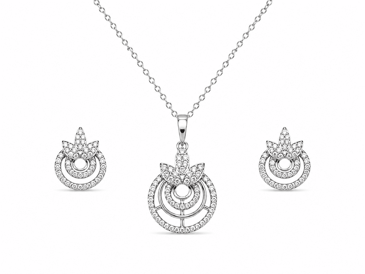 The Sweet Jasmine Garden Set — Gold Plated Bloom Pendant Set by House of Zena, flat lay
