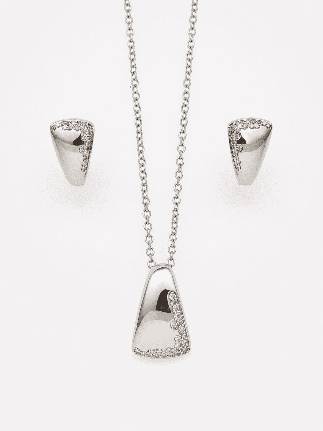 The Modernist Frame Solitaire Set — Gold Plated Modernist Edge Pendant Set by House of Zena, gift packaging