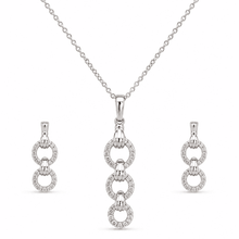 The "You & Me" Interlock Set — Silver-Tone Link Pendant Set by House of Zena, flat lay