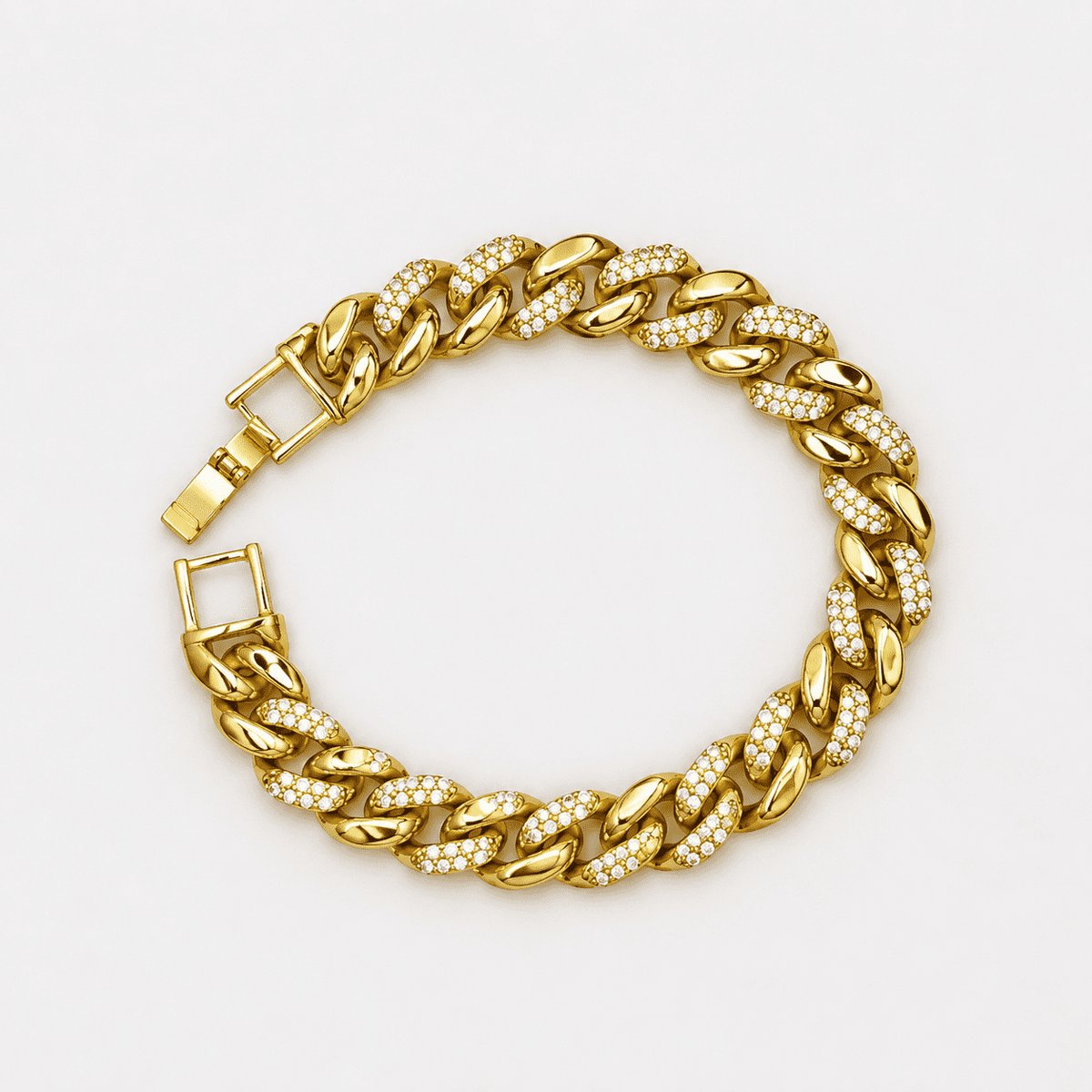 The Espresso Martini Cuban — Gold Plated Valora Pavé Cuban Bracelet by House of Zena, side angle