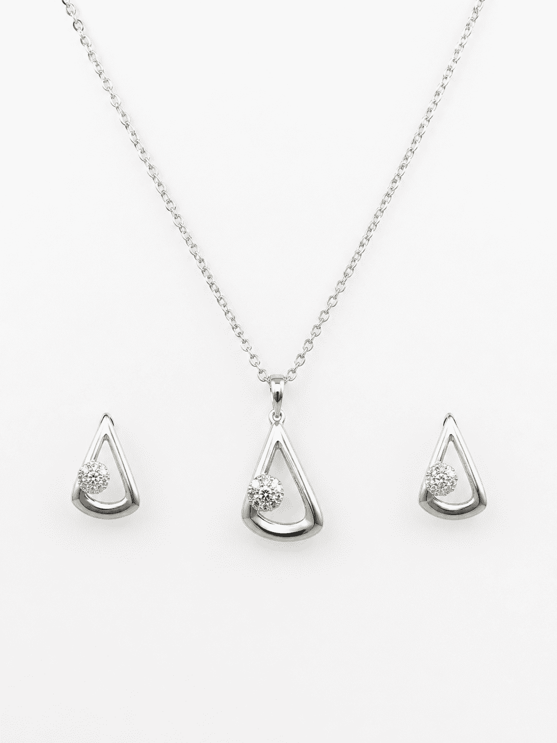 The "I Woke Up Like This" Set — Silver-Tone Drop Pendant Set by House of Zena, flat lay