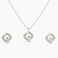 The Sugar Cube Solitaire Set — Gold Plated Square Pendant Set by House of Zena, flat lay