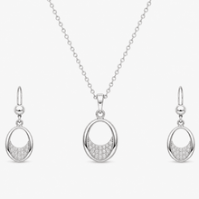 The Almond Truffle Solitaire Set — Silver-Tone Oval Pendant Set by House of Zena, flat lay