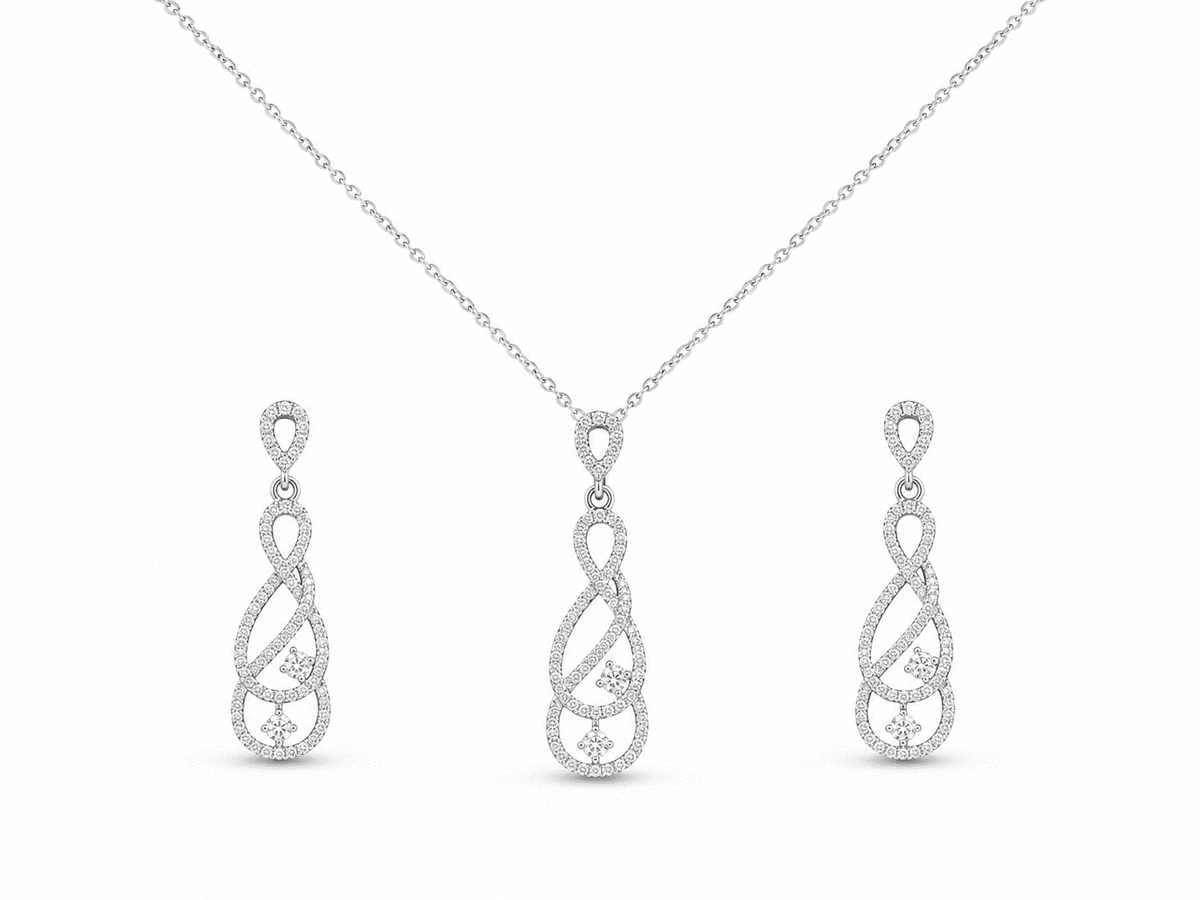 The "Pinky Promise" Infinity Set — Silver-Tone Infinity Grace Pendant Set by House of Zena, flat lay