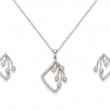 The Morning Dewdrop Set — Silver-Tone Dewdrop Elegance Pendant Set by House of Zena, flat lay