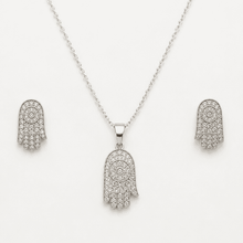 The "Holy Grail" Protection Set — Gold Plated Hamsa Pendant Set by House of Zena, flat lay