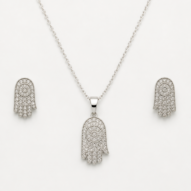 Noor Hamsa Pendant Set