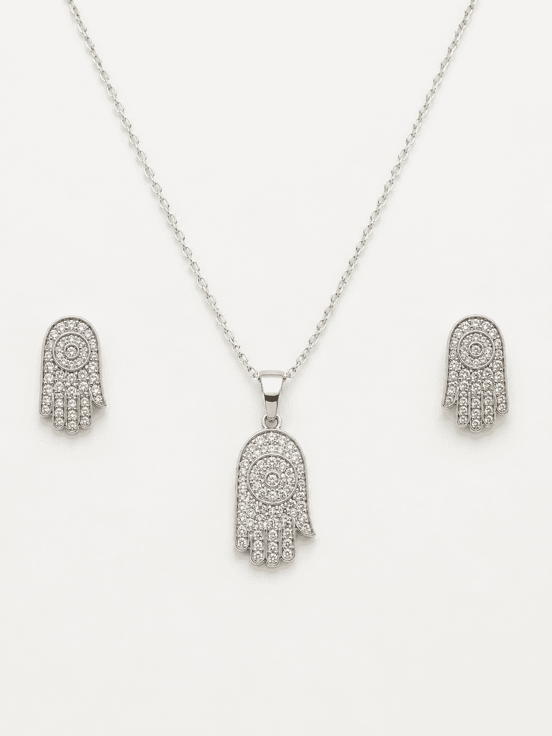 The "Holy Grail" Protection Set — Gold Plated Hamsa Pendant Set by House of Zena, flat lay