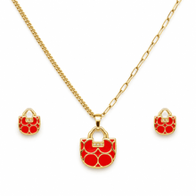 The Red Velvet Romance Set — Gold Plated Luxe Charm Pendant Set by House of Zena, flat lay