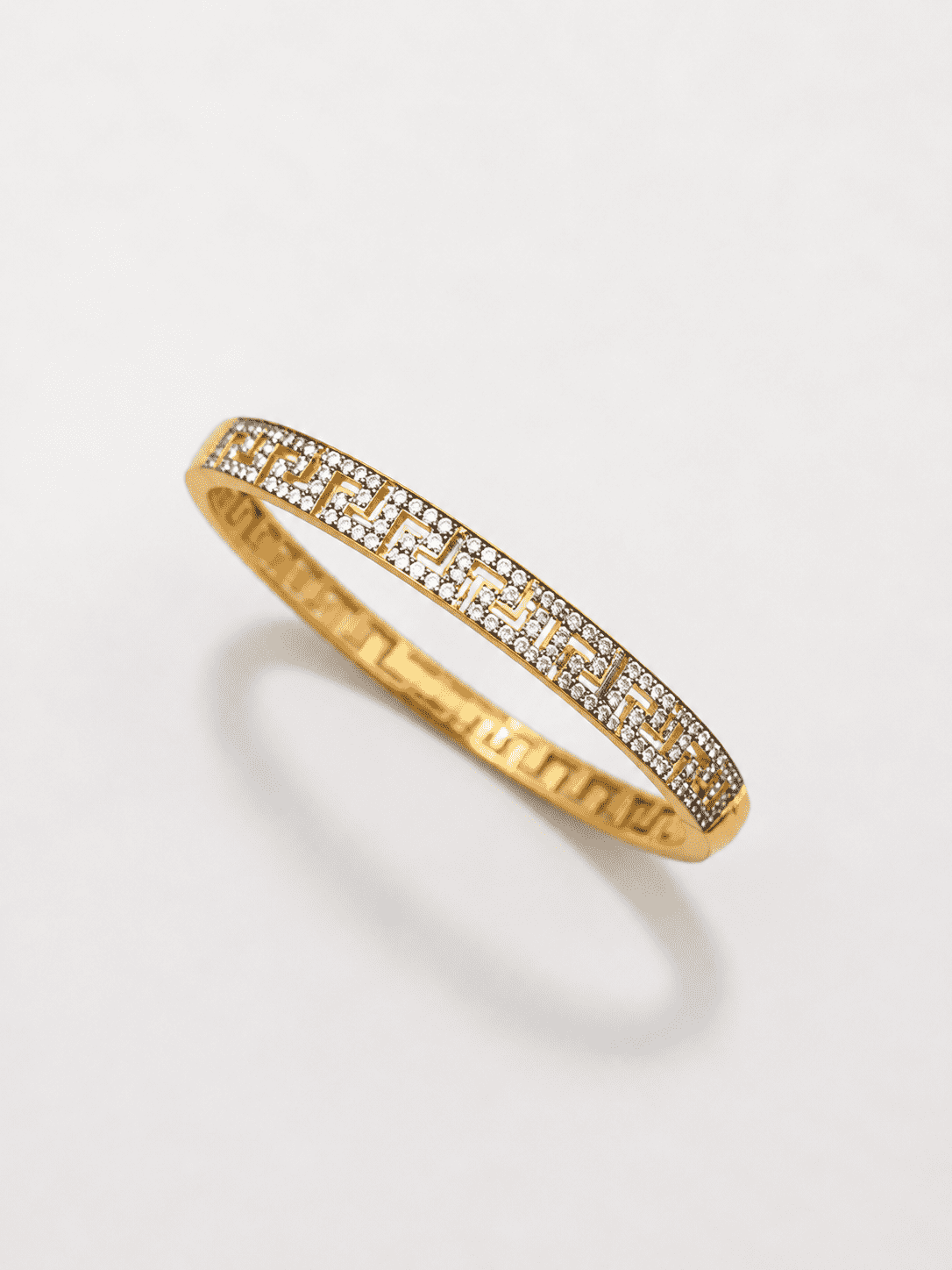 The Labyrinth Gold Cuff — Gold Plated Maze Bangle by House of Zena, flat lay