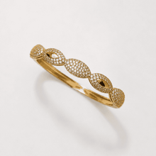The Olive Leaf Open Cuff — Gold Plated Marquise Bangle by House of Zena, flat lay