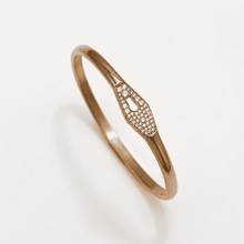 The "Locked In" Hinge Bangle — Gold Plated Lock Bangle by House of Zena, flat lay