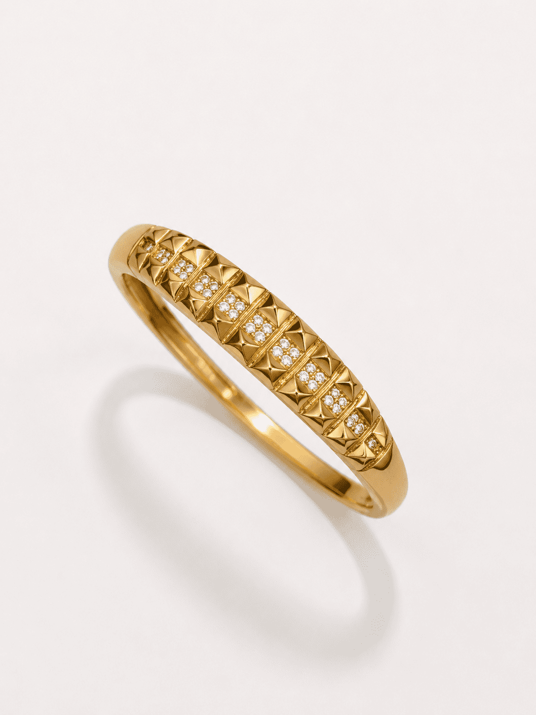The Rock & Roll Studded Bangle — Gold Plated Studded Bangle by House of Zena, flat lay