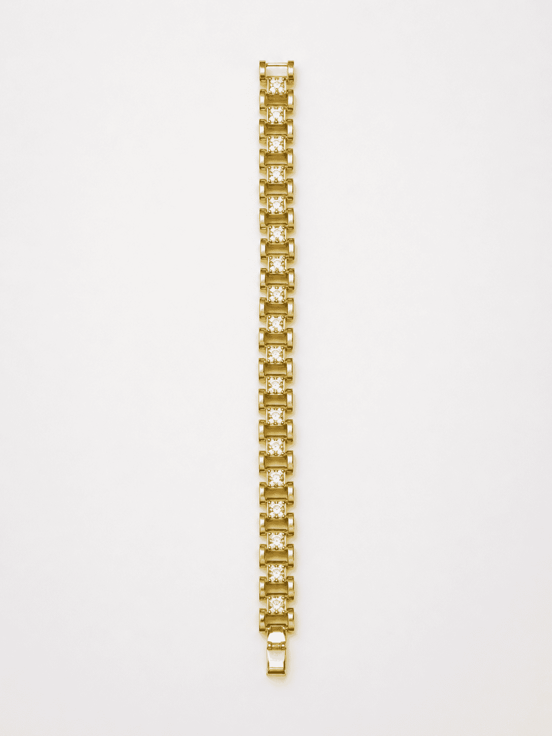 The Chocolate Bar Link Bracelet — Gold Plated Évora Crystal Link Bracelet by House of Zena, worn on model