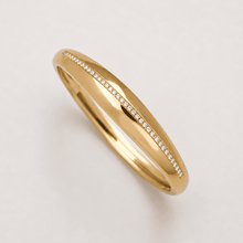 The Date Night Solitaire Bangle — Gold Plated Linea Bangle by House of Zena, worn on model