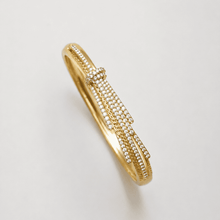 The Silk Ribbon Pavé Bangle — Gold Plated Ribbon Pavé Bangle by House of Zena, flat lay