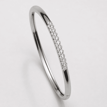 The Skinny Dip Stacking Bangle — Silver-Tone Slim Pavé Bangle by House of Zena, flat lay