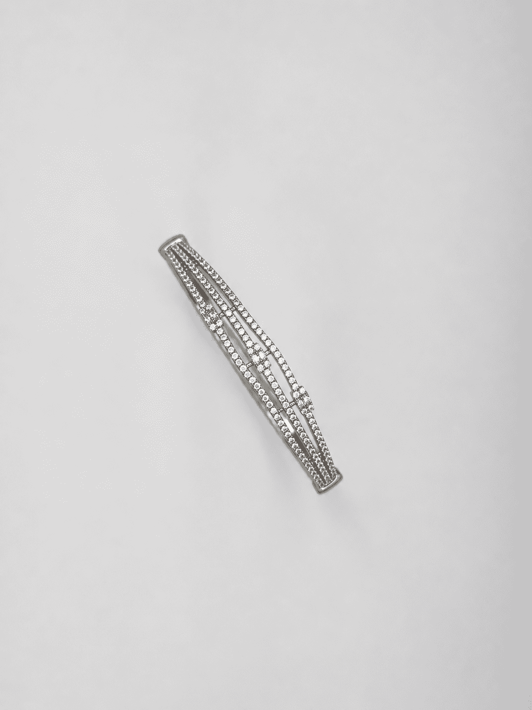 The Dual Lineage Pavé Cuff — Gold Plated Parallel Pavé Bangle by House of Zena, worn on model