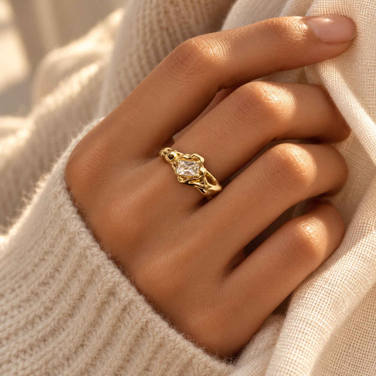The "Plot Twist" Pavé Crossover Adjustable Ring