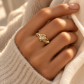 The "Plot Twist" Pavé Crossover Adjustable Ring