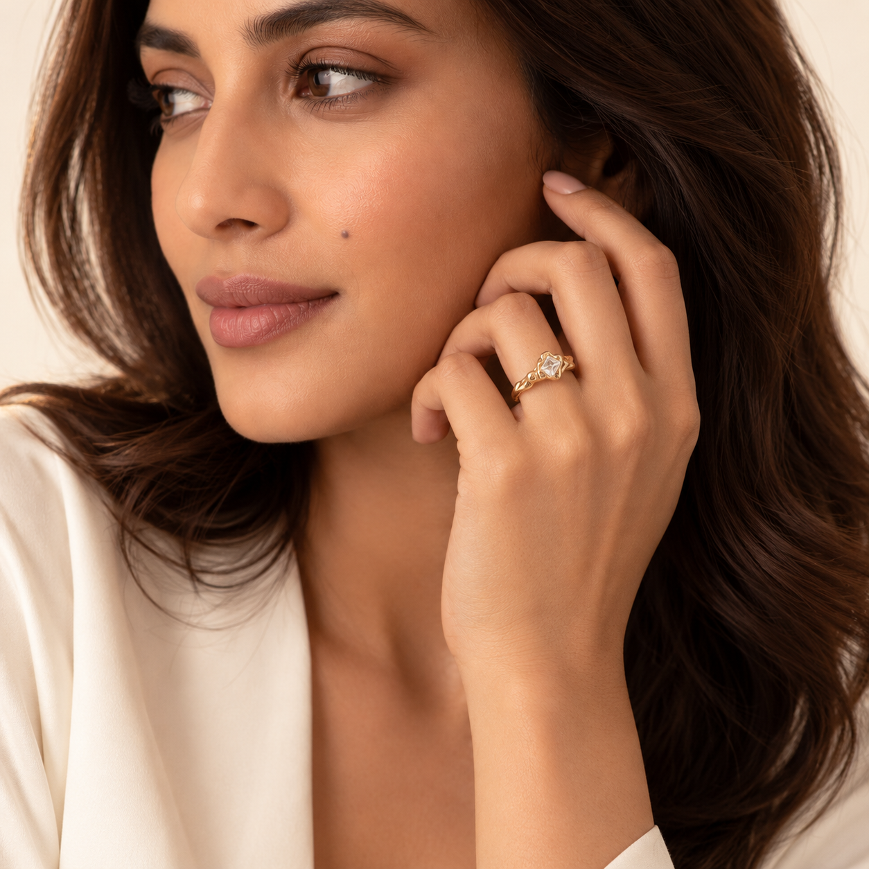 The "Plot Twist" Pavé Crossover Adjustable Ring