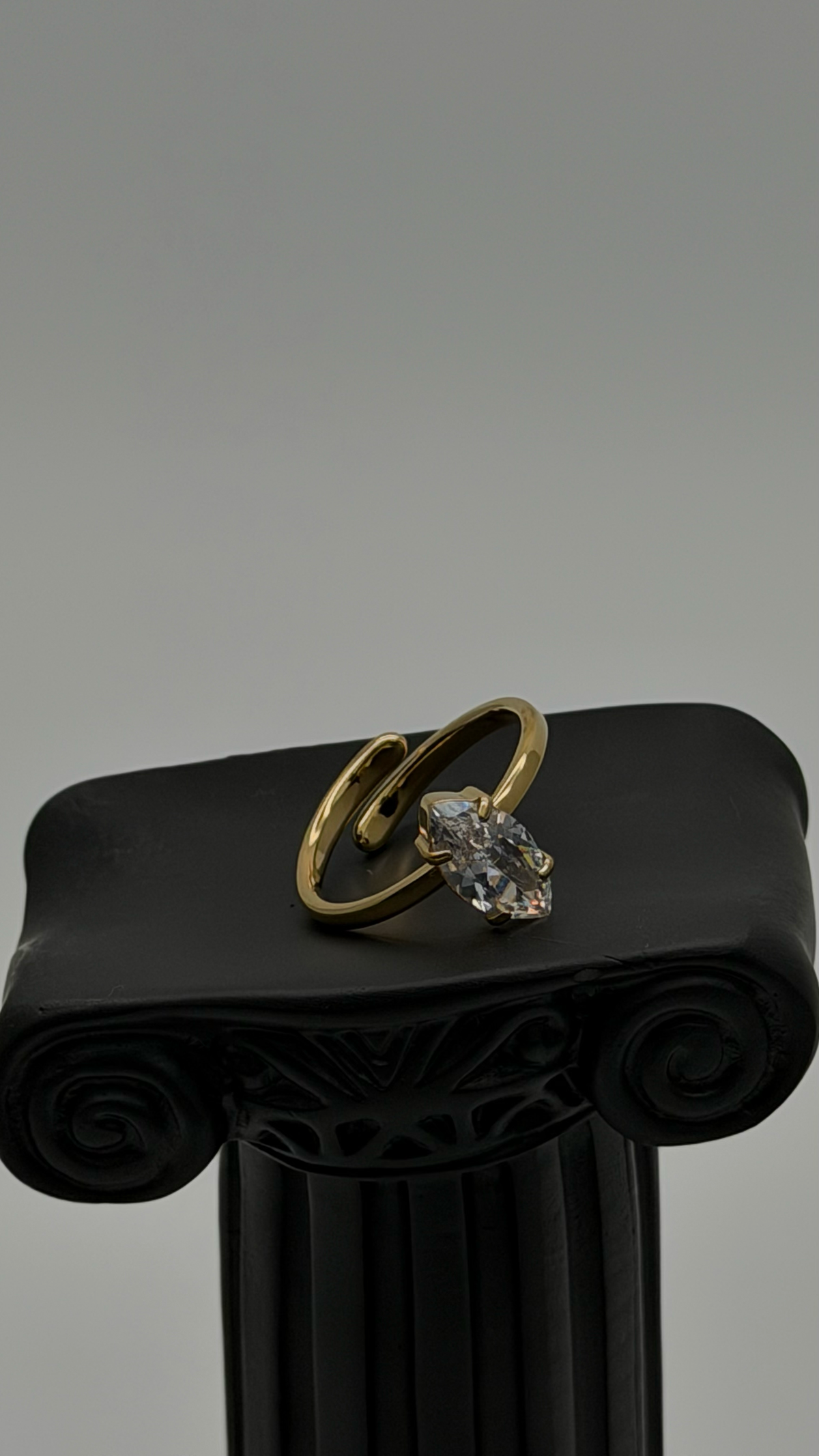 The "High Tide" Pavé Ripple Ring — Studio Packshot (Angle 3)