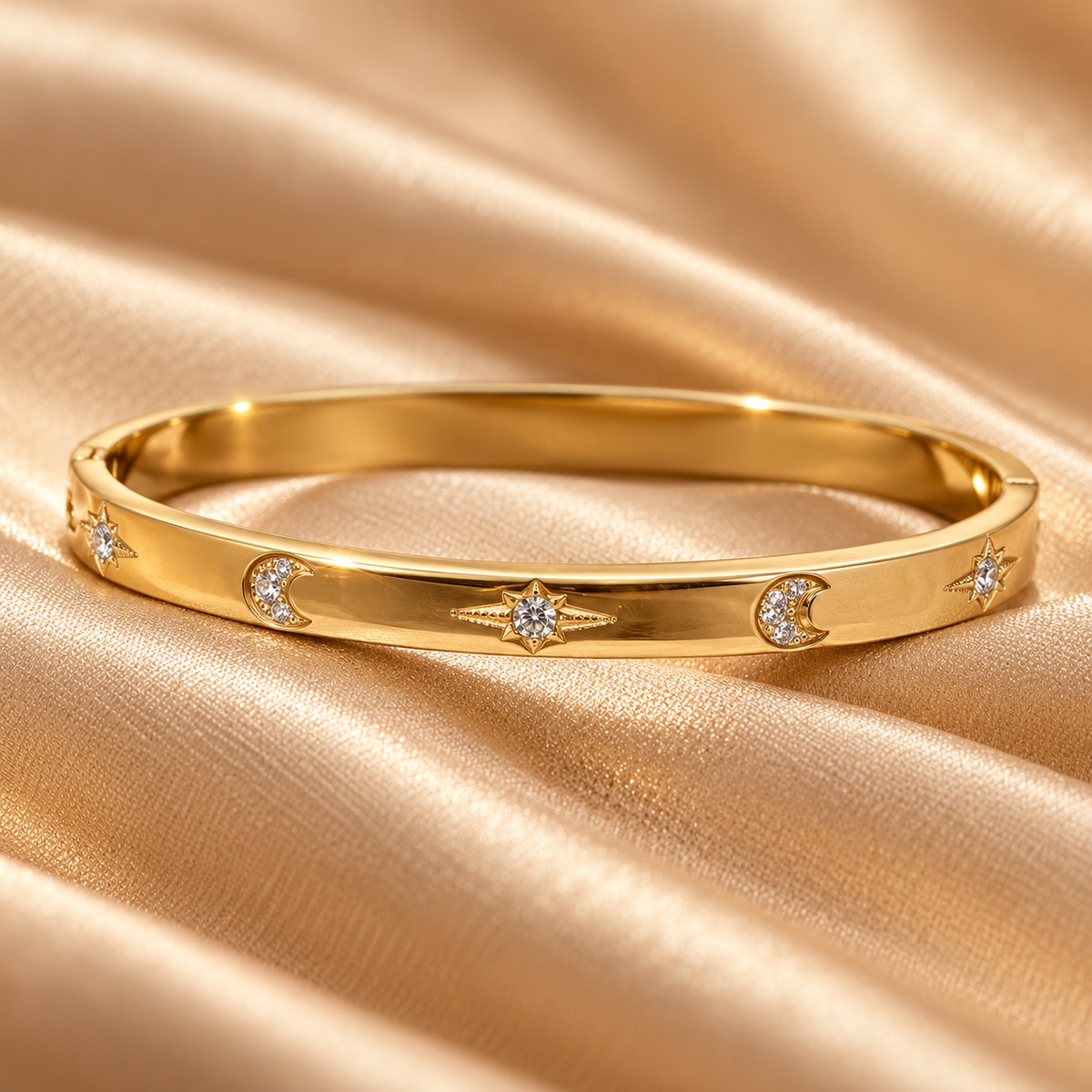 The Midnight Aperitivo Pavé Bangle Bracelet — Luxury Macro Surface Close-Up