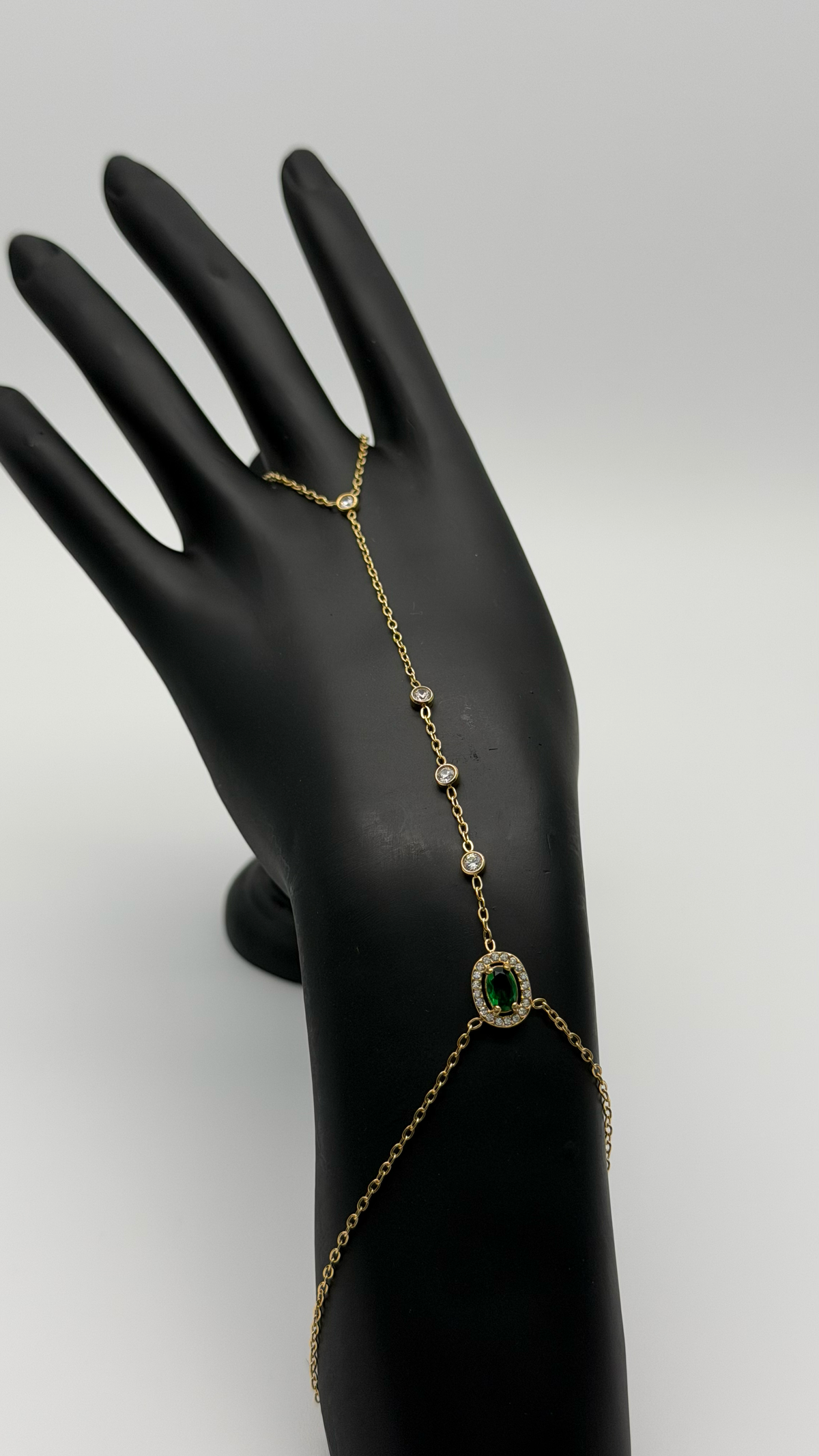 The "Barely There" Dewdrop Hand Chain — Studio Packshot (Angle 1)