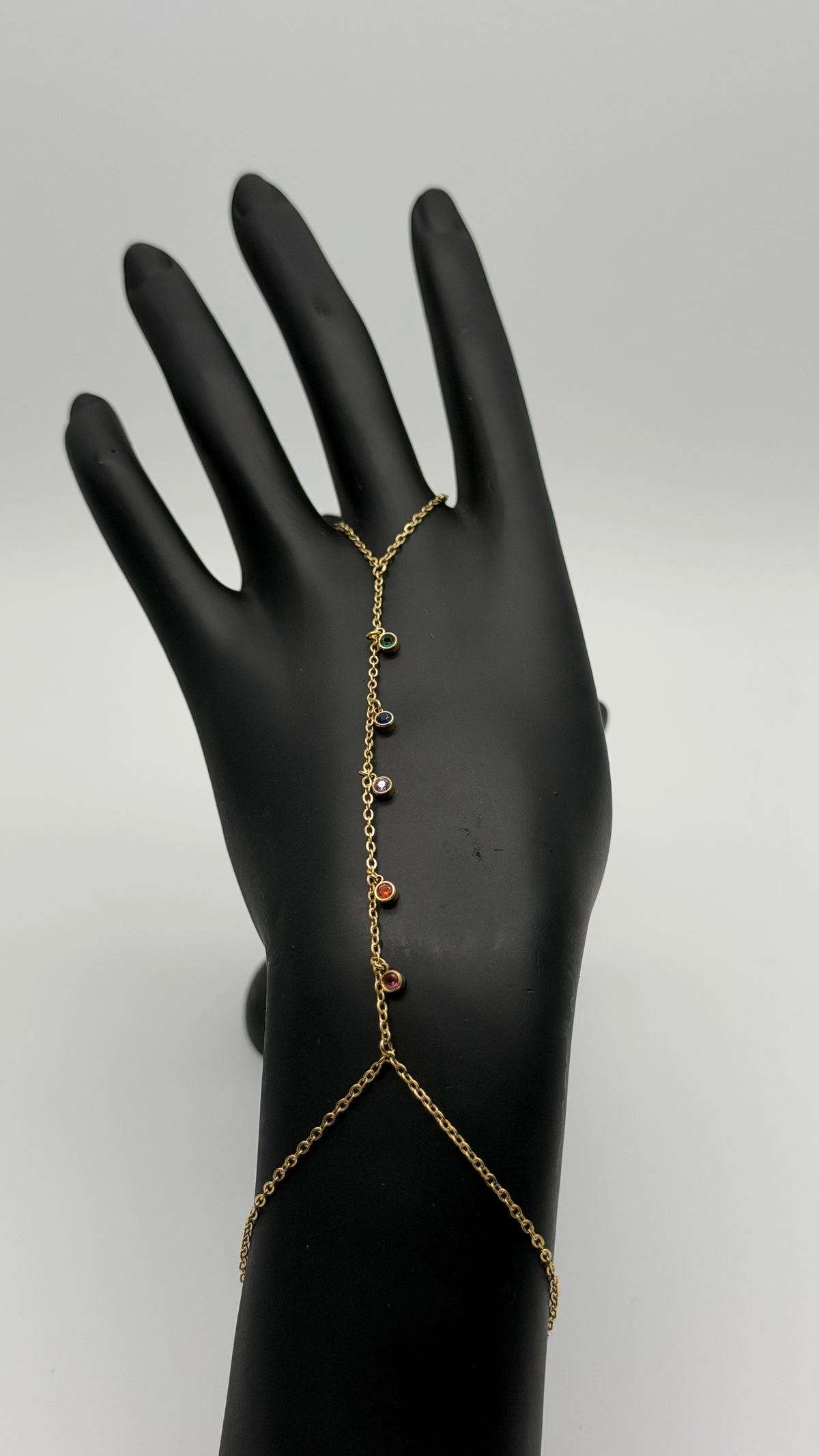 The "Written in the Stars" Cascade Hand Chain — Studio Packshot (Angle 1)