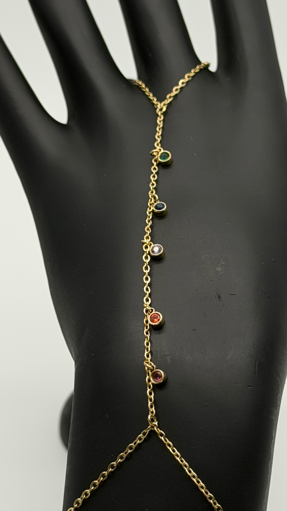 The "Written in the Stars" Cascade Hand Chain — Studio Packshot (Angle 2)
