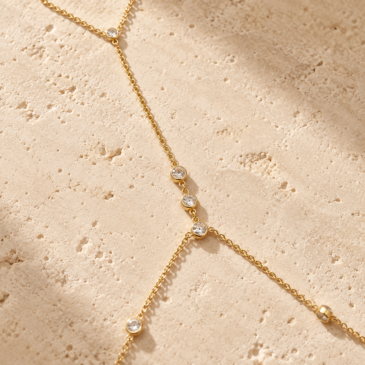 The "Less is More" Pavé Bar Hand Chain — Luxury Macro Surface Close-Up