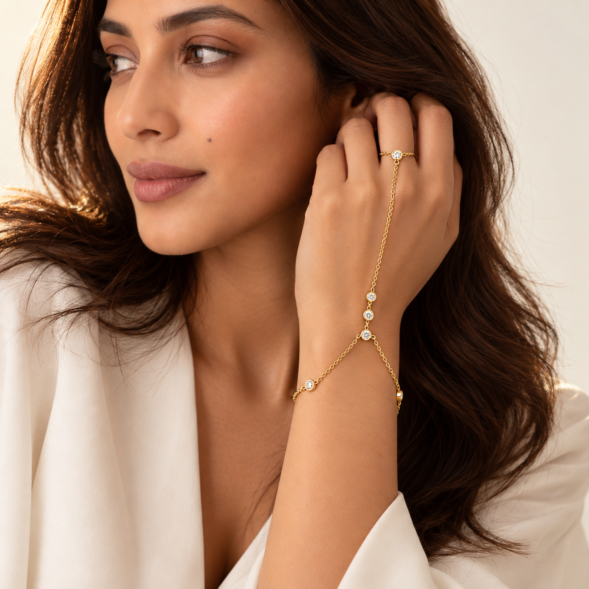 The "Less is More" Pavé Bar Hand Chain — Official House of Zena Editorial Campaign