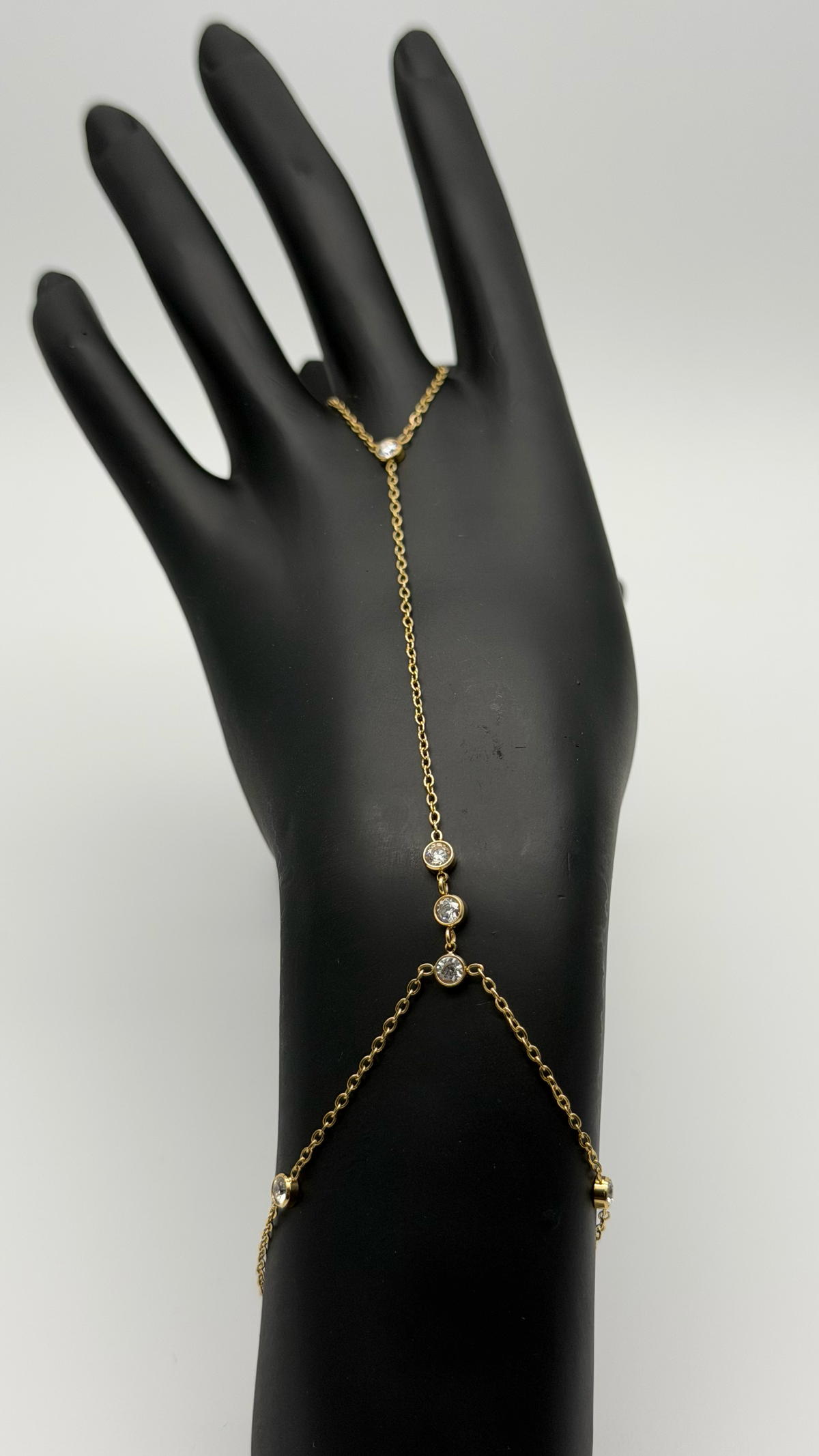 The "Less is More" Pavé Bar Hand Chain — Studio Packshot (Angle 1)