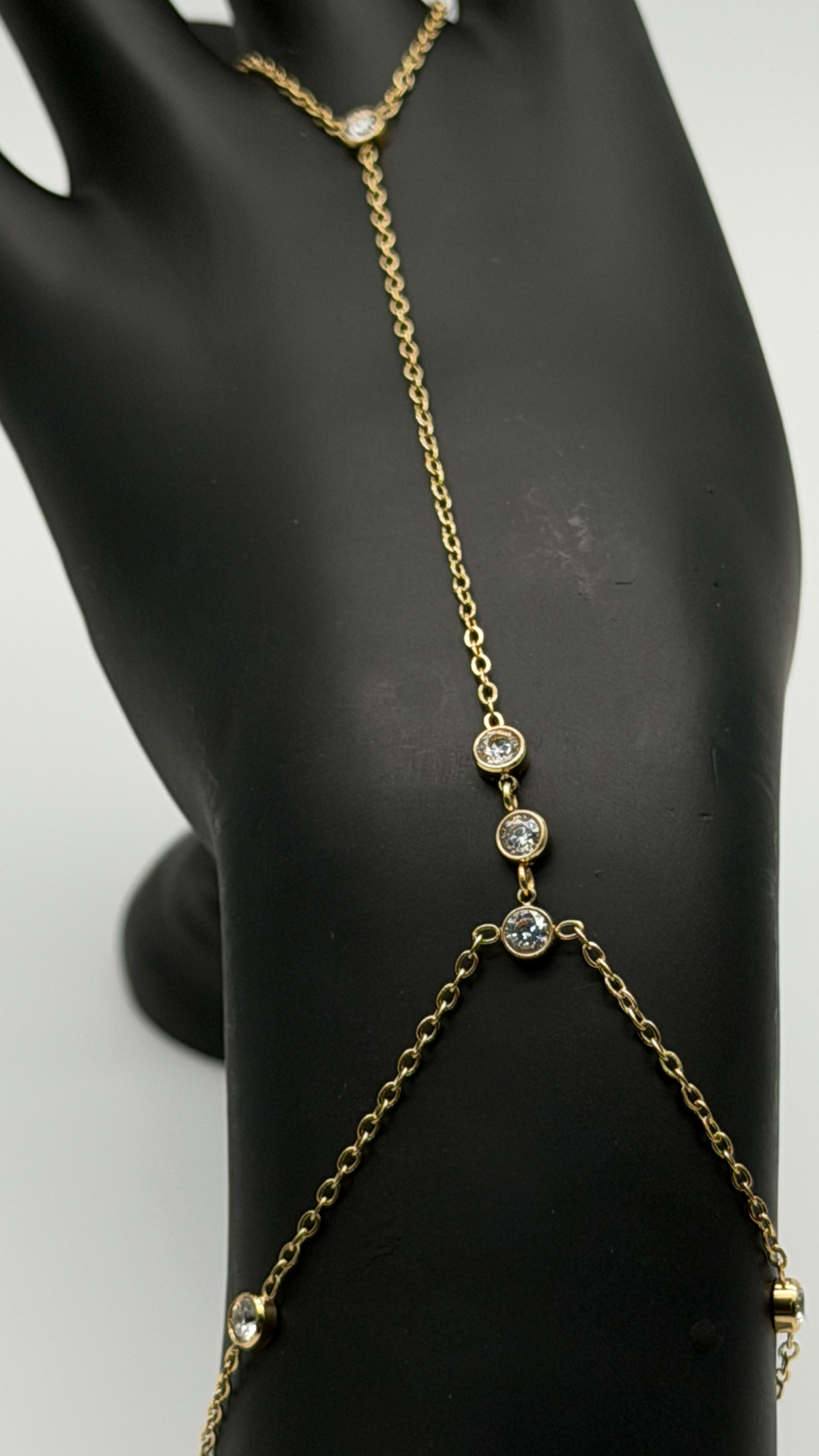 The "Less is More" Pavé Bar Hand Chain — Studio Packshot (Angle 2)