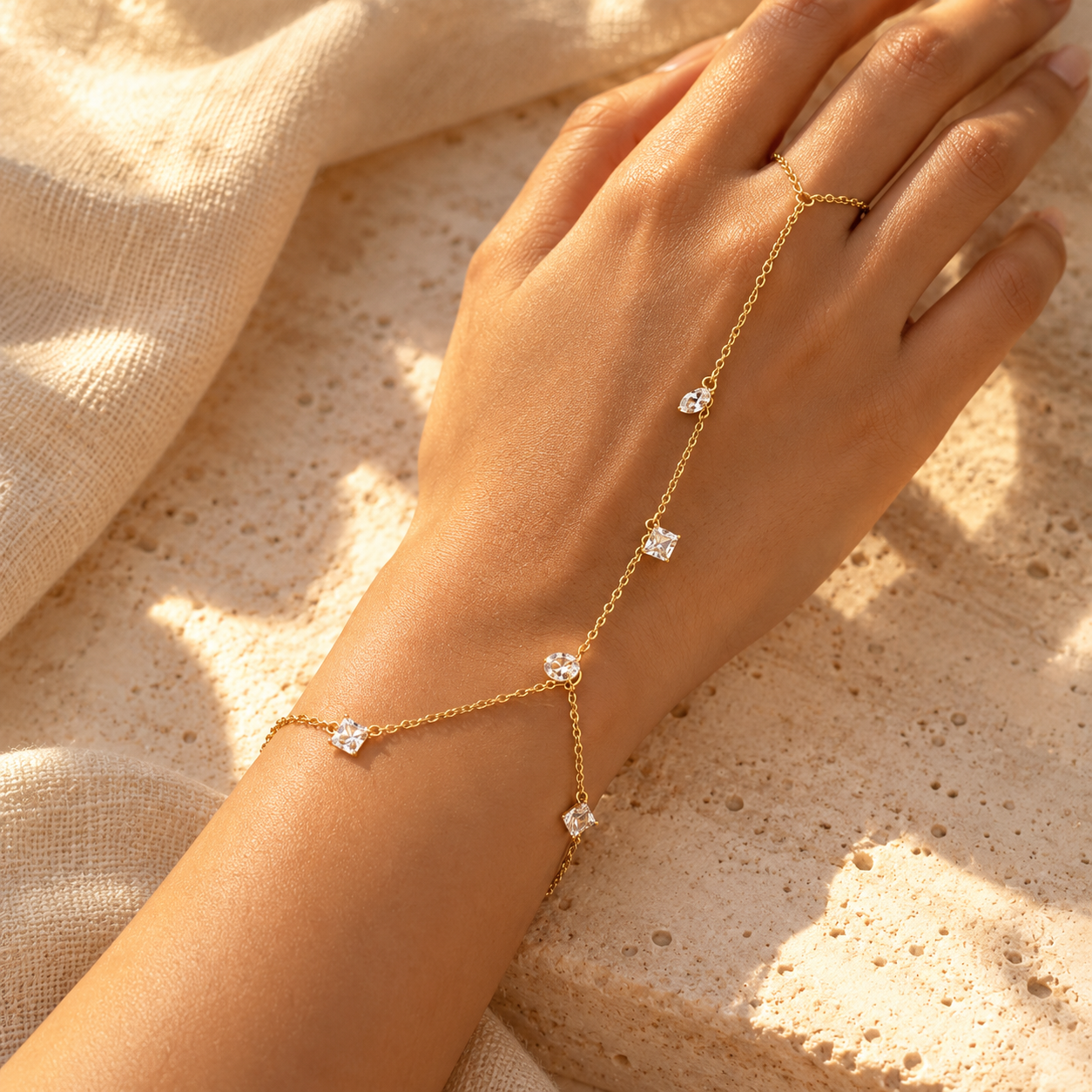 The "Barefoot in Goa" Beaded Hand Chain