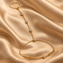 The "Happy Tears" Dual Droplet Hand Chain — Luxury Macro Surface Close-Up