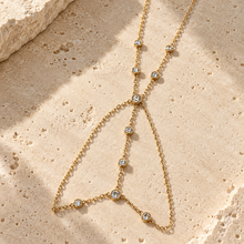 The Maharani Rosette Pavé Hathphool Hand Chain — Intimate On-Model Macro Detail